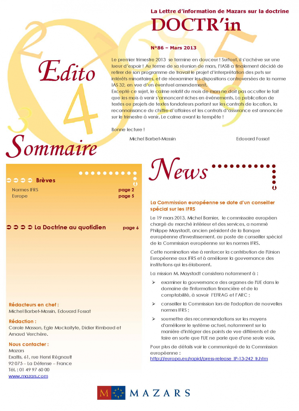 IFRS Newsletter Mars 2013 cover fr